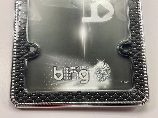 (2) Cruiser 18525 Button Tuck Bling License Plate Frame, Chrome / Black / Clear