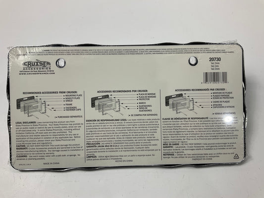 (2) Cruiser 20730 Twist License Plate Frame, Chrome