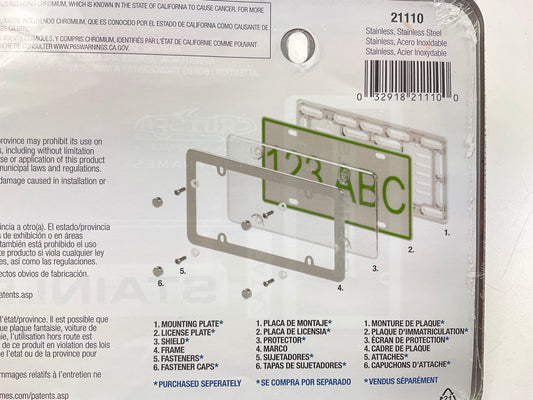 (2) Cruiser 21110 UNIVERSAL WIDE BORDER Stainless License Plate Frame