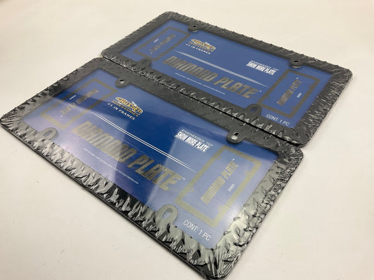 (2) Cruiser 30850 Diamond Plate License Plate Frames, Matte Black