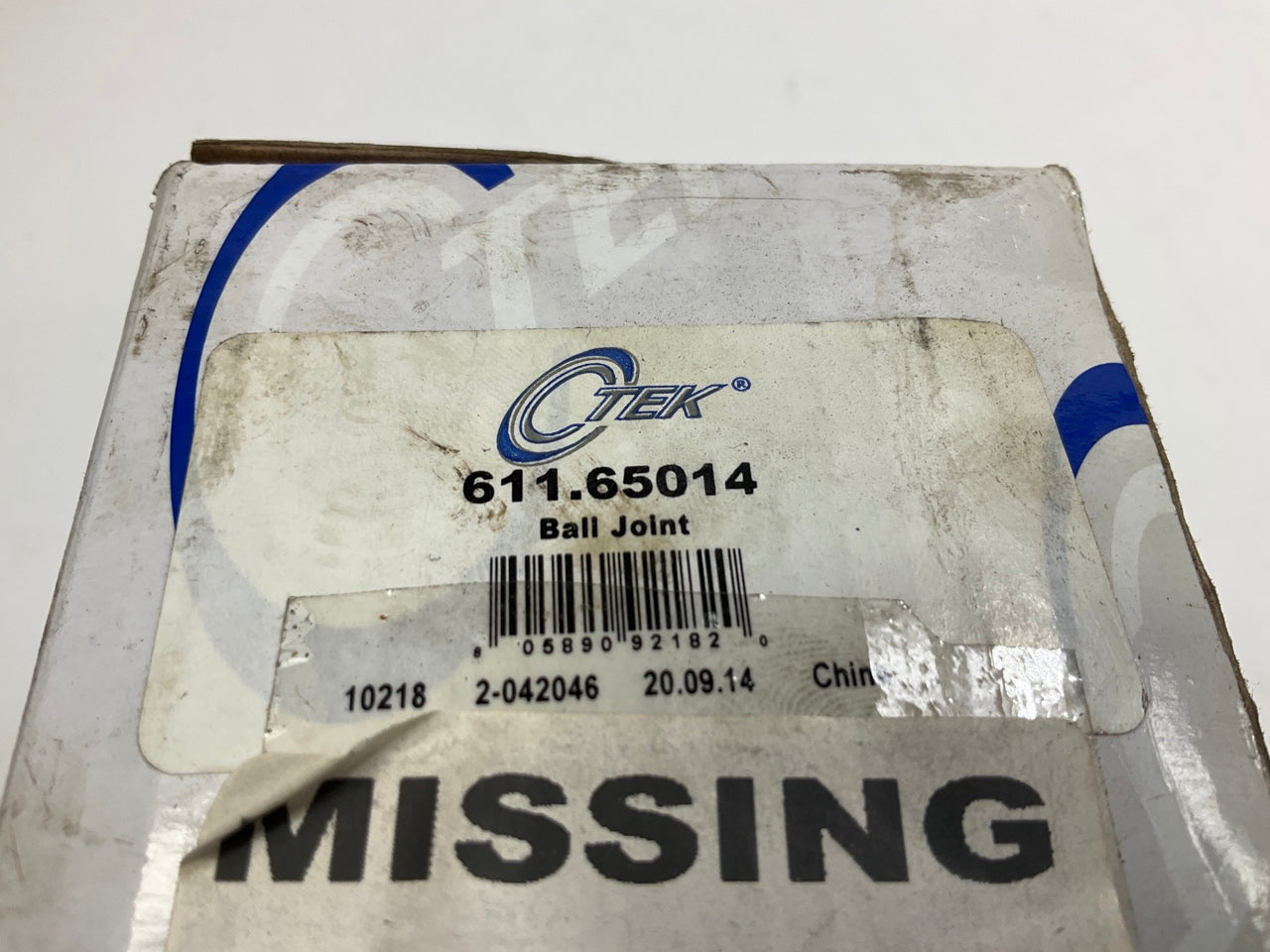 MISSING HARDWARE - Ctek 611-65014 Front Upper Suspension Ball Joint