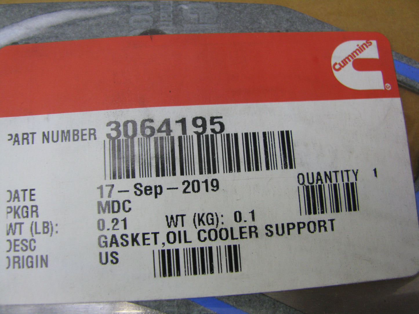 New Gneuine OEM Cummins N14 Oil Cooler Support Gasket 3064195