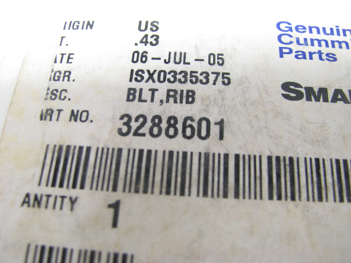 NEW - OEM Cummins 3288601 Serpentine Belt