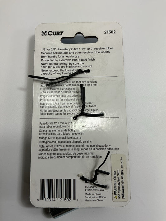 CURT #21502 UNIVERSAL Pin, Clip AND Adapter 1-1/4'' Or 2'' Hitch Receiver Opening