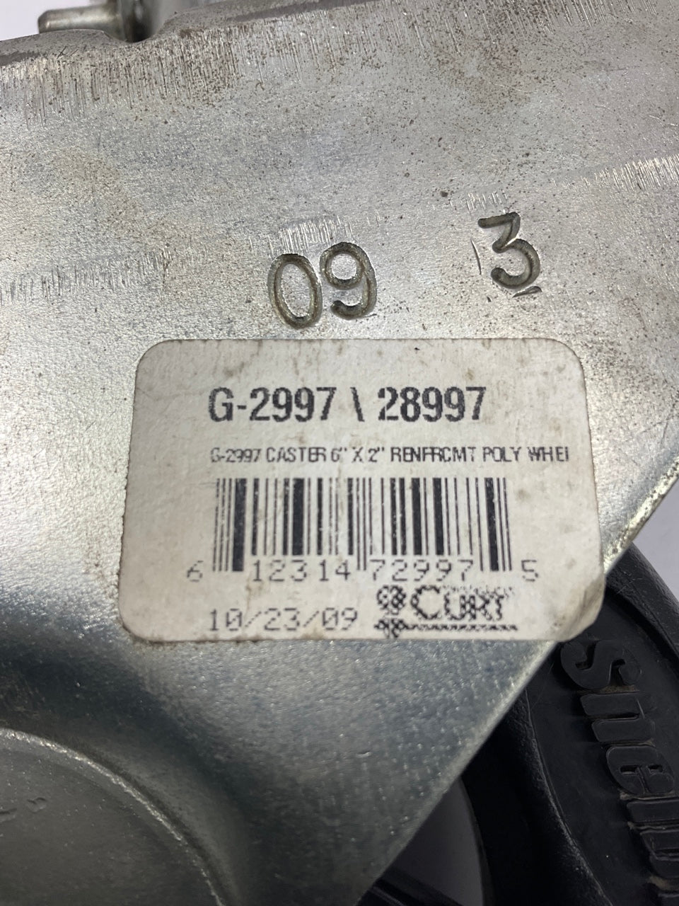 Curt 28997 Trailer Jack Swivel Caster Wheel, 2000 Lbs, 6''x2'' Poly Wheel