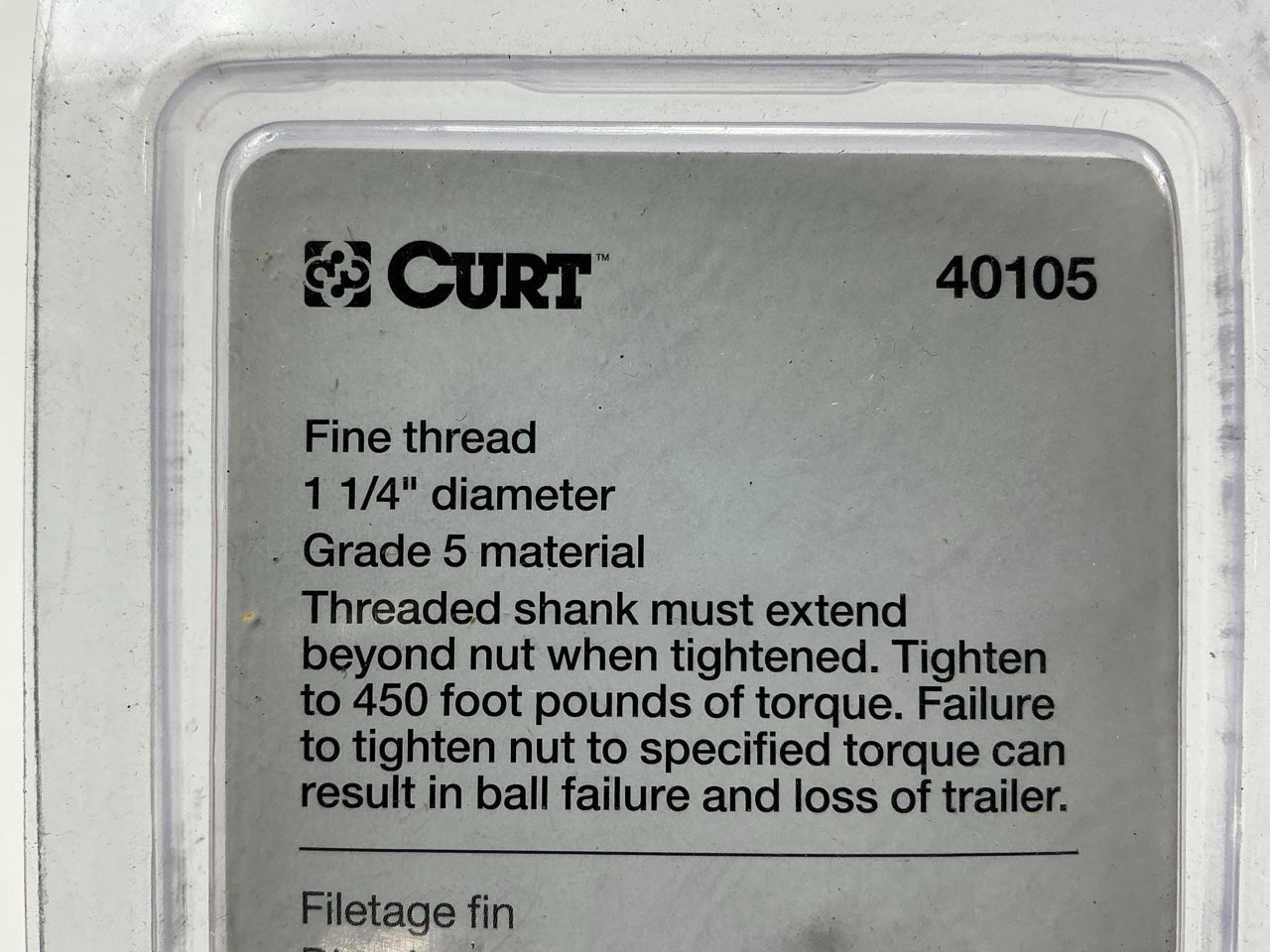 CURT 40105 Replacement Trailer Ball Nut & Washer For 1-1/4'' Shank
