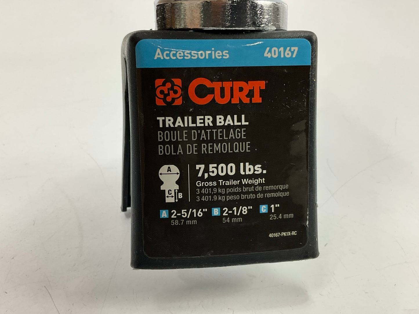Curt 40167 Trailer Hitch Tow Ball 2-5/16'', 7,500 Lbs