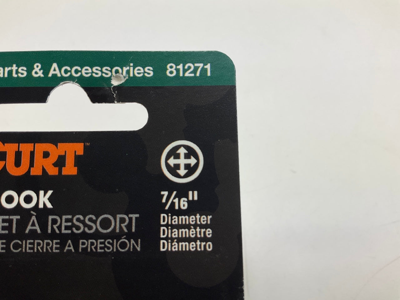 Curt 81271 Trailer Hitch Safety Chain Hook, 5,000 LBs, 7/16'' Snap Hook