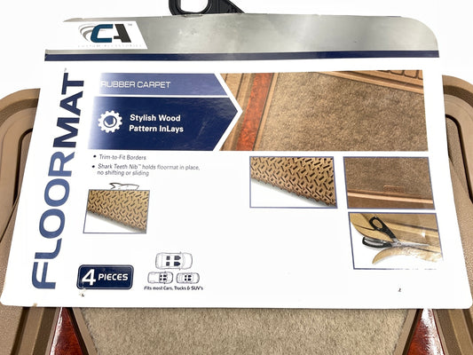 CA 8154 4-PIECE Heavy Duty TAN Floor Mat Carpet Set, Universal, 27-5/8''x19-3/4''