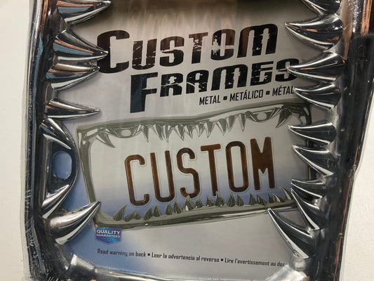 (2) Custom Accessories 92717 Chrome Jaws Metal License Plate Frame
