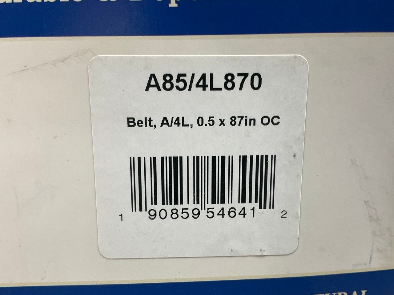 D&D A85-4L870 Industrial Accessory Drive V - Belt - 1/2'' X 87''