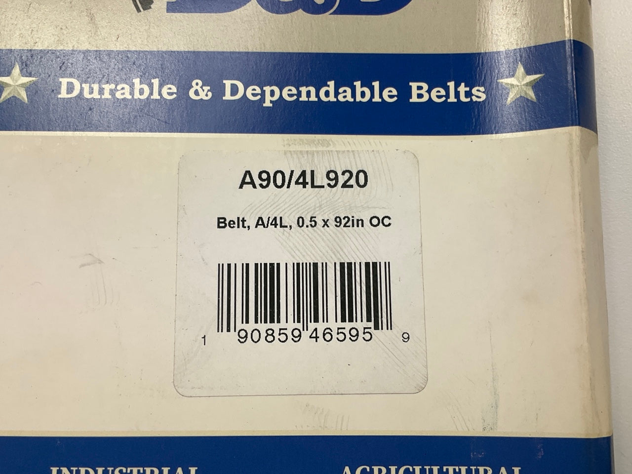 D&D A90-4L920 Industrial Accessory Drive V - Belt - 1/2'' X 92''