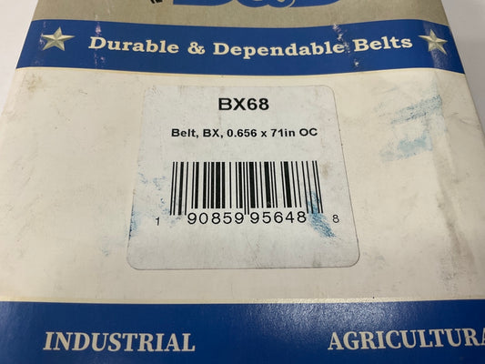 D&D BX68 Cogged Industrial Accessory Drive Belt - 5/8'' X 71''