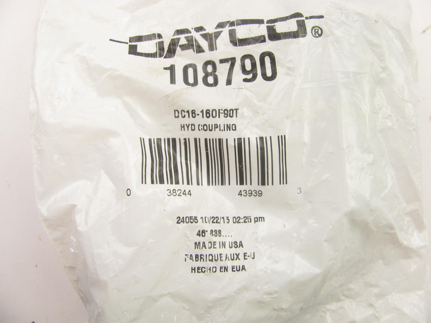 Dayco 108790 Hydraulic Crimp Fitting 90 Degree Female Swivel O-Ring 1'' Hose ID