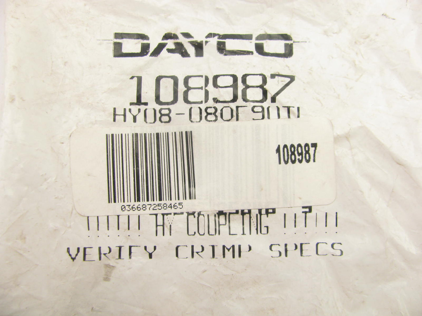 Dayco 108987 Hydraulic Crimp Fitting 90 Degree Female Swivel O-Ring 1/2'' Hose ID