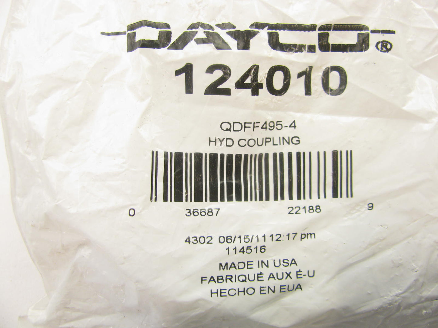 Dayco 124010 Hydraulic Quick Disconnect Coupler QDFF495-4 1/2'' NPTF