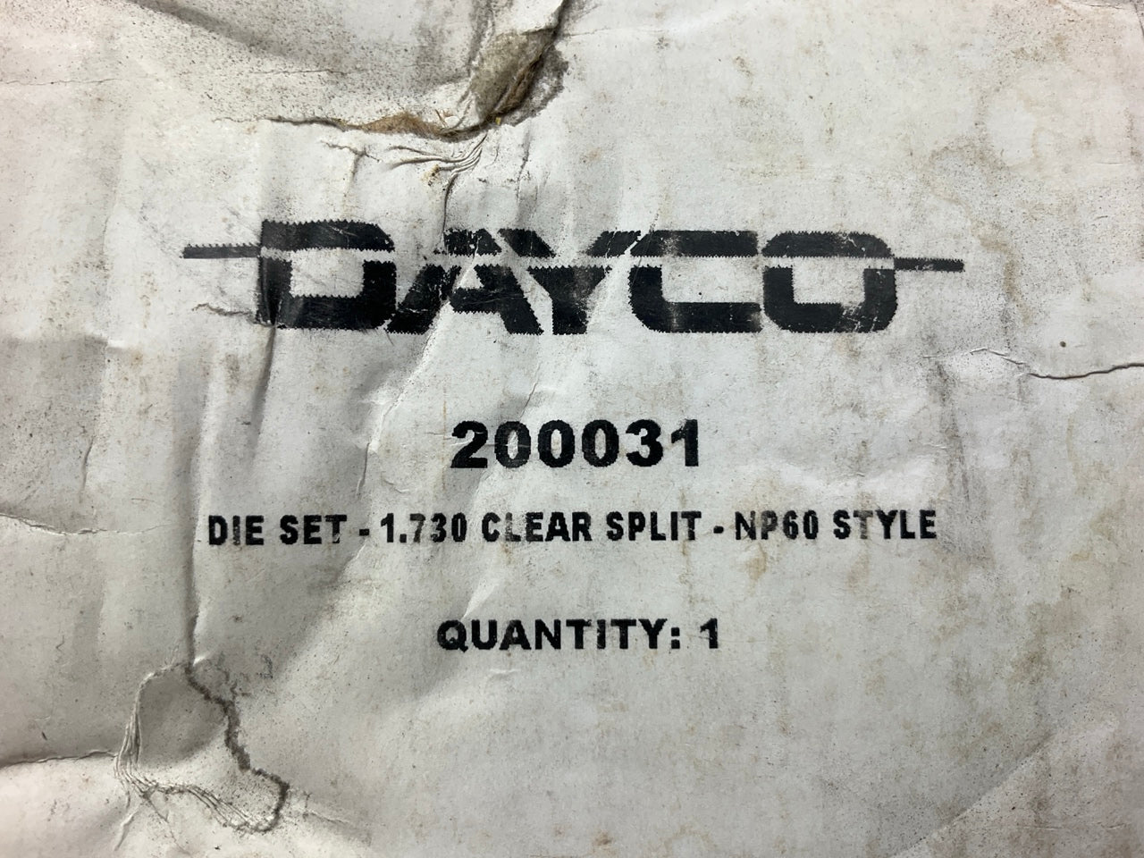 USED #1 - Dayco 200031 Die Set - 1.730 Clear Split - DE30 DE60 DE100 EC30 NP60