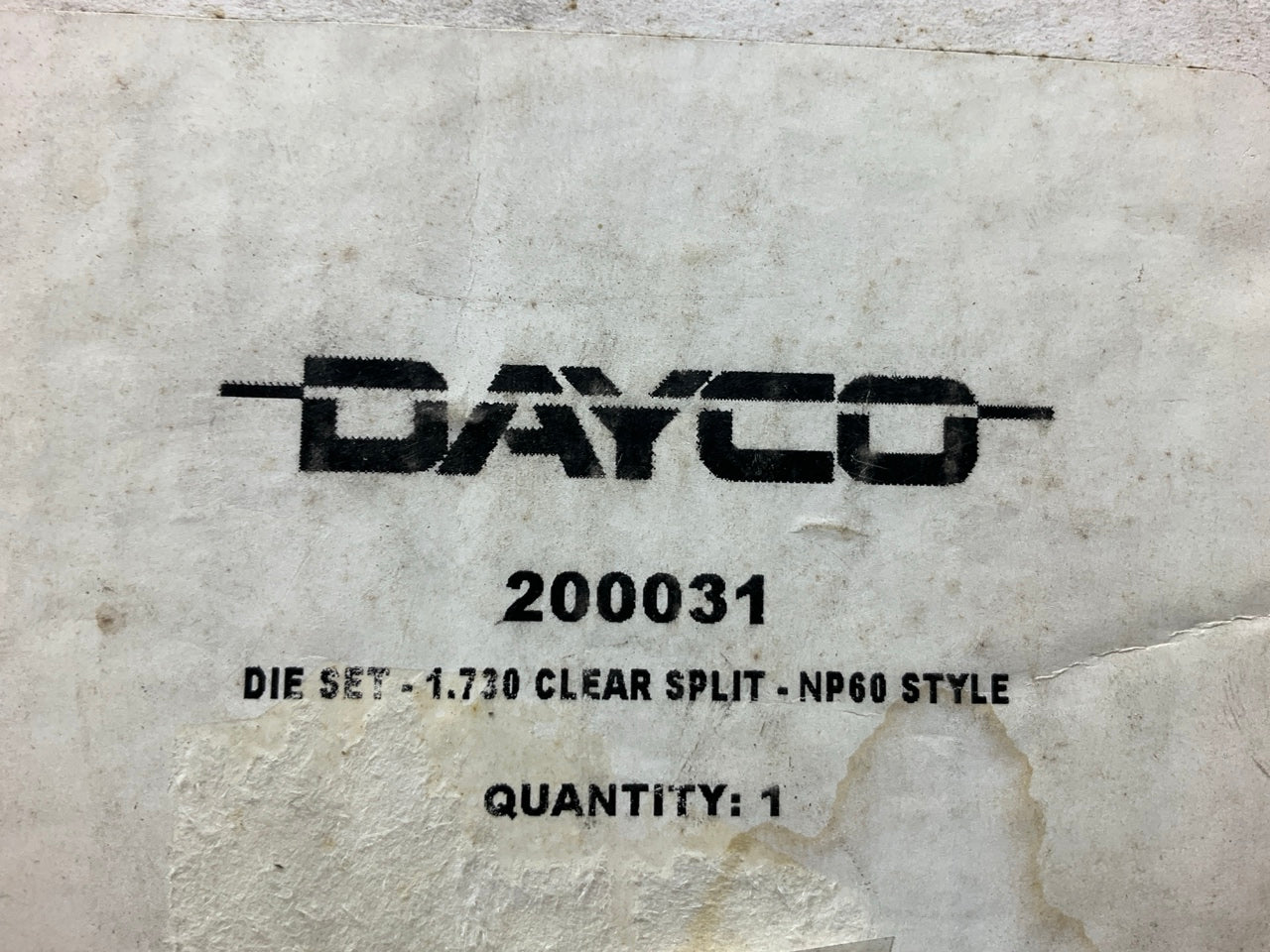 USED #2 - Dayco 200031 Die Set - 1.730 Clear Split - DE30 DE60 DE100 EC30 NP60