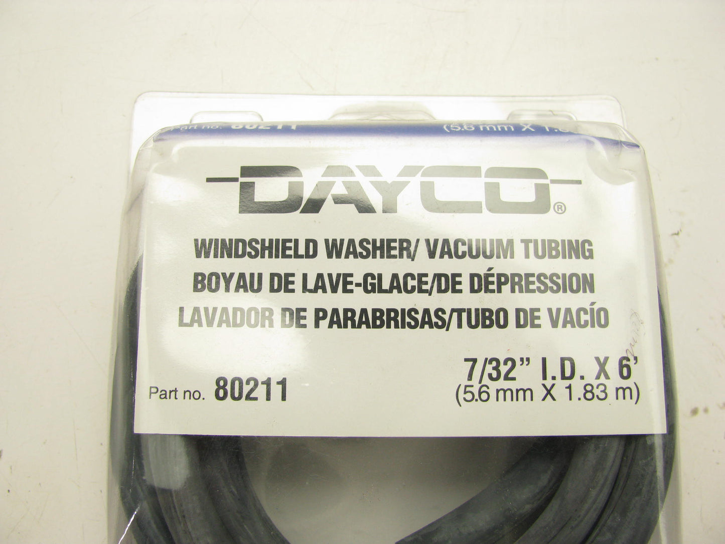 6 FEET - Dayco 80211 7/32'' Windshield Washer / Vacuum Tubing Hose 6'