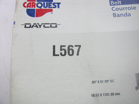 Dayco L567 Power Equipment Accessory Drive Belt - 21/32'' X 67''