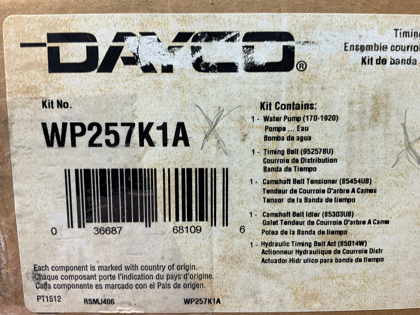Dayco WP257K1A Engine Timing Belt Kit With Water Pump Toyota 3.0L V6 1MZ-FE