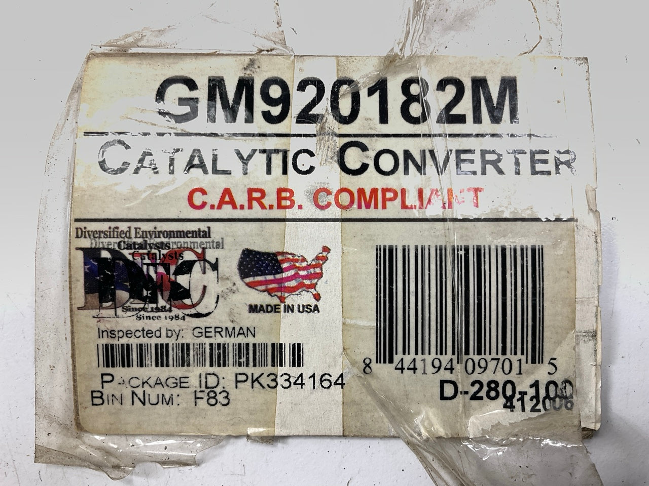 DEC GM920182M Catalytic Converter (Cali CARB COMPLIANT) 2000 Impala 3.4L V6