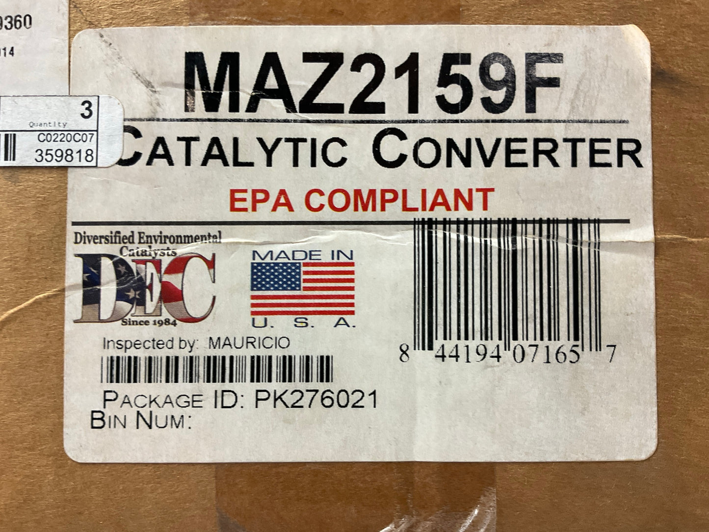 DEC MAZ2159F Left Exhaust Manfold Catalytic Converter - 2006-2008 Mazda 6 3.0L