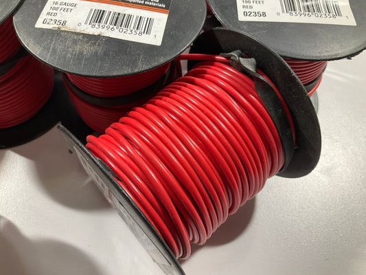 (10 Rolls) Deka 02358 Primary Wire 100', 16 Gauge, Red (1,000 Feet Total)