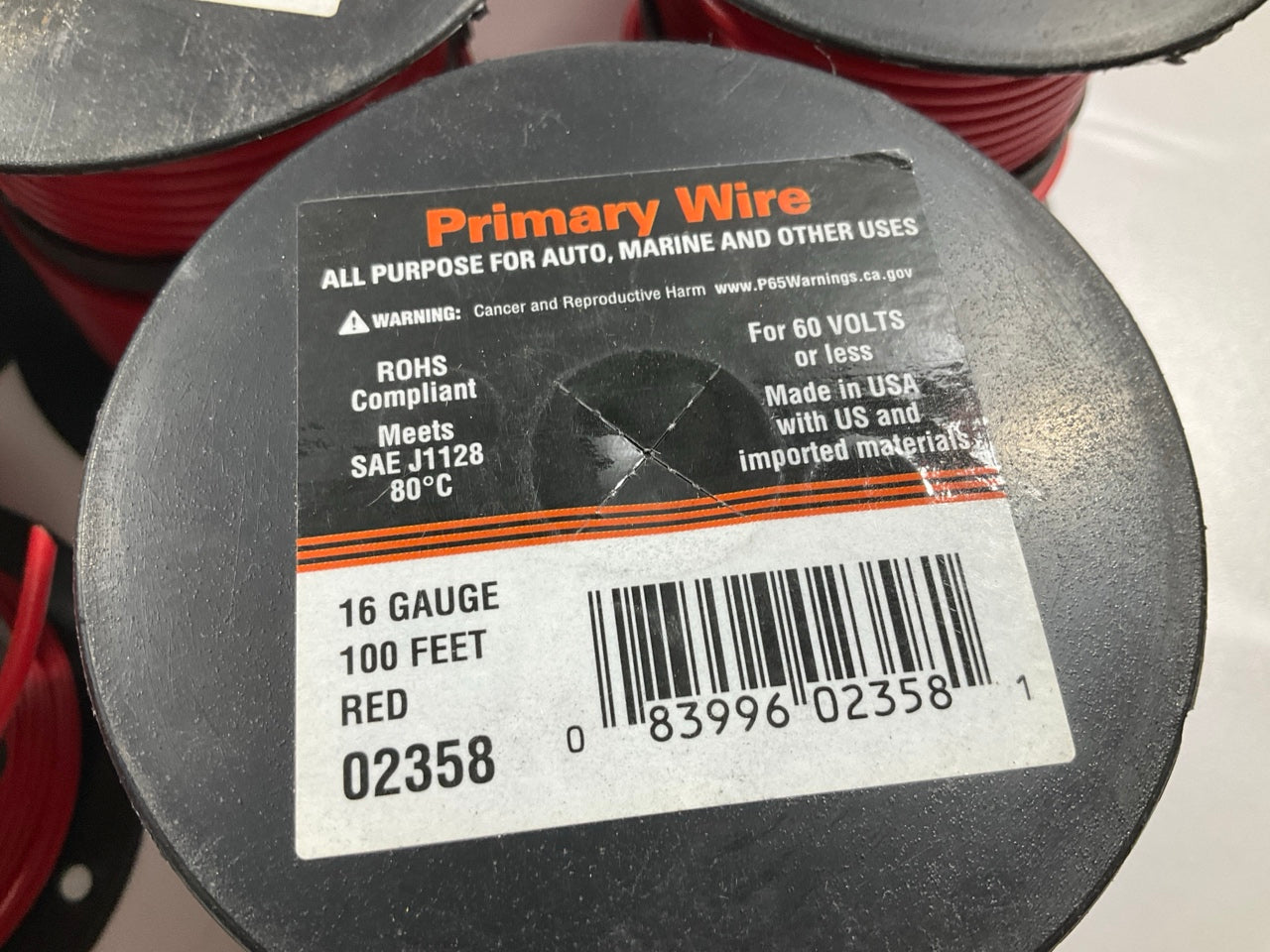 (10 Rolls) Deka 02358 Primary Wire 100', 16 Gauge, Red (1,000 Feet Total)