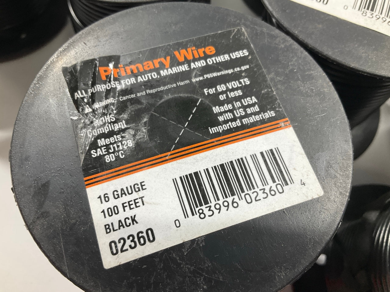 (10 Rolls) Deka 02360 Auto Primary 100 FT Wire Black 16 Gauge, 1,000 Feet Total