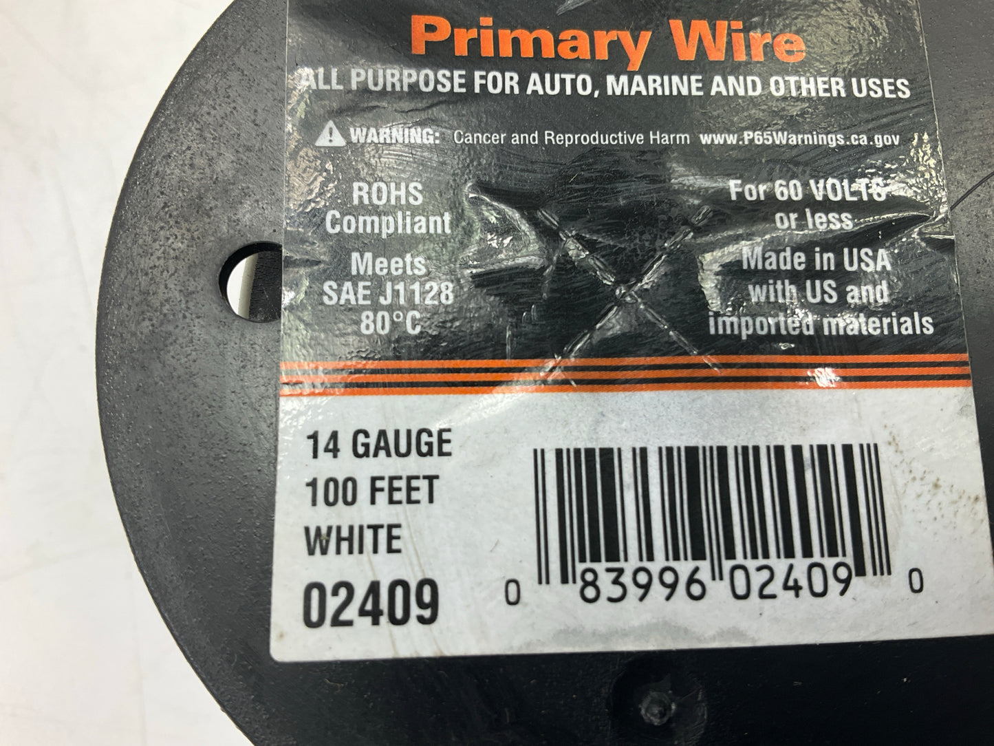 (6) Deka 02409 Automotive Primary Wire - 14 Gauge, 100 Feet, White 6 Rolls Total