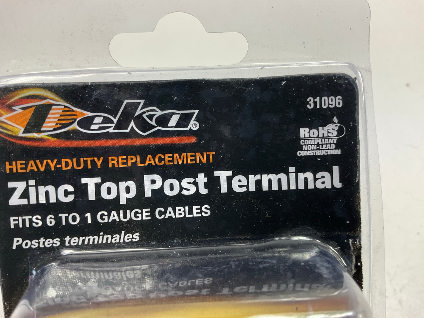 (2) Deka 31096 Zinc Top Post Battery Terminals, 1 To 6 Gauge Cable, Lead Free