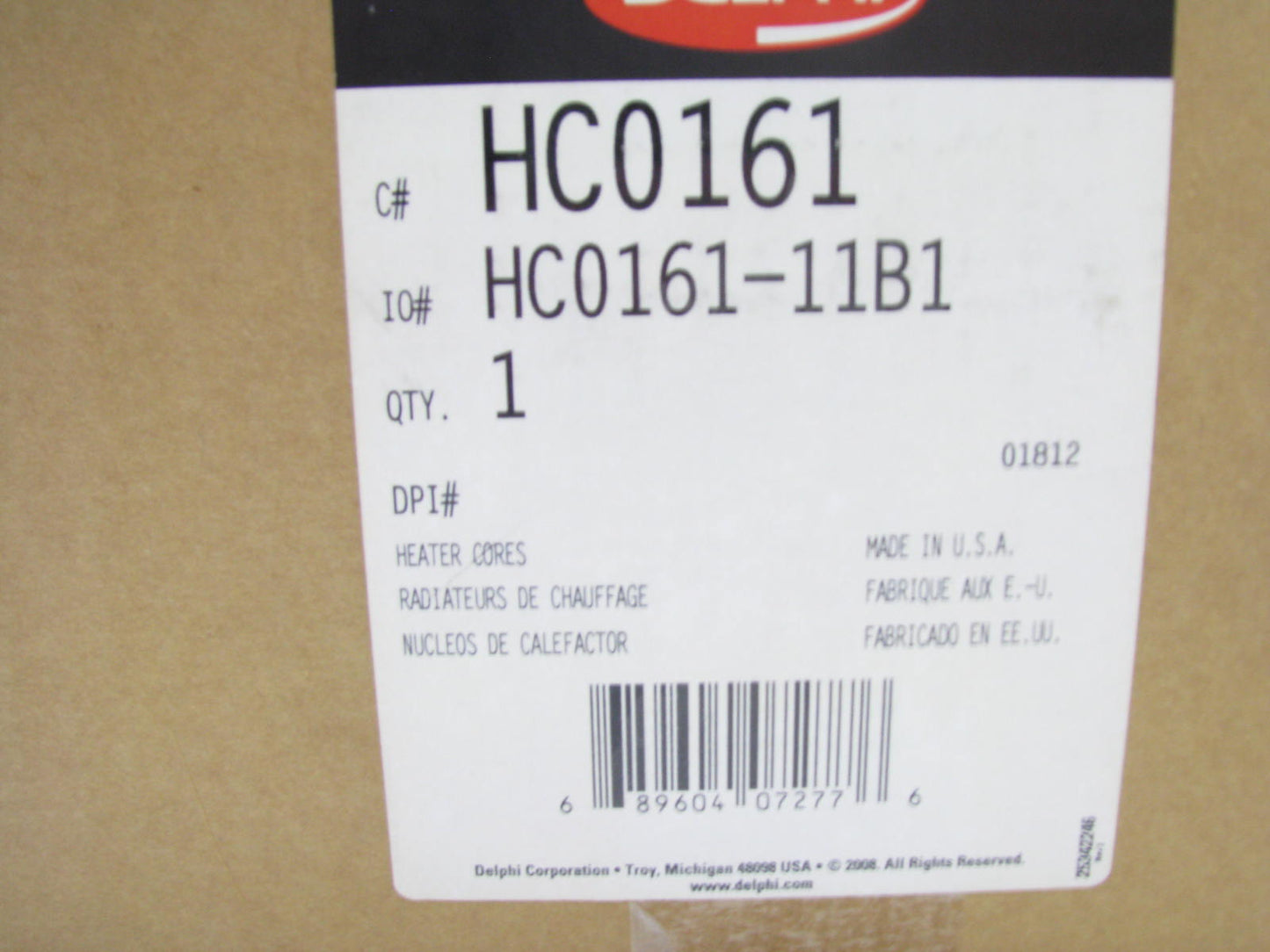 Delphi HC0161 HVAC Heater Core - W/Manual A/C Control 1985-1998 GM 1.8L-3.3L