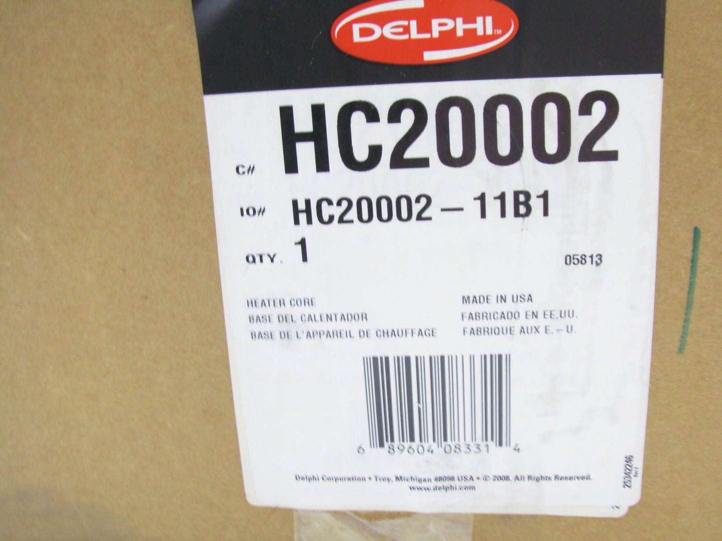 Delphi HC20002 Auxiliary HVAC Heater Core 2000-2006 GM 4.8L 5.3L 6.0L 8.1L