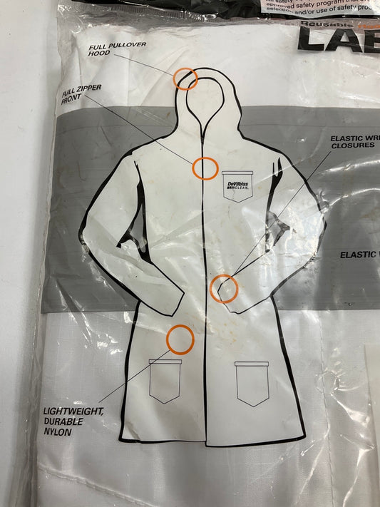 DeVilbiss 803664 Washable Reusable Lab Coat - Size Medium - With Pullover Hood