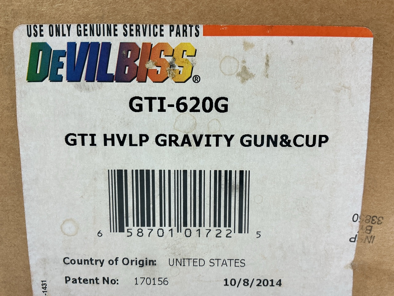 NO VALVE - Devilbiss GTI-620G GTi Millennium HVLP Gravity Feed Paint Spray Gun