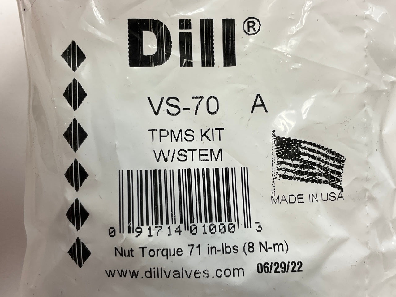 (4) Dill VS-70 Tire Pressure Monitoring System (TPMS) Valve Stem