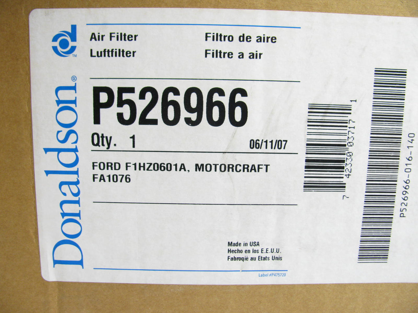 Donaldson P526966 Air Filter Replaces A1284C DW24712 ARM527484 46553 46108