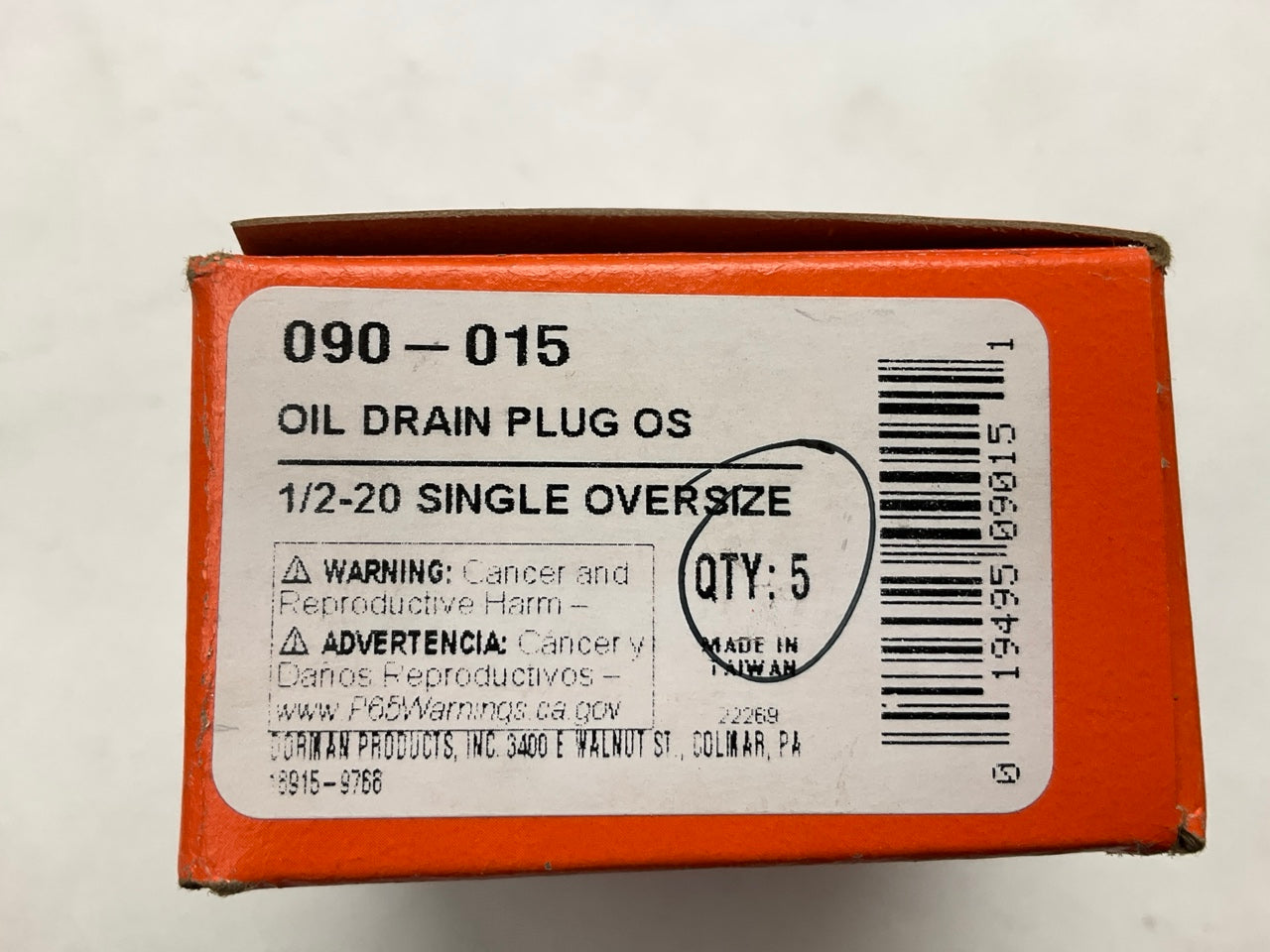 (5) Dorman 65151 Oil Drain Plug - 1/2'' Oversize Oil Drain Plugs, Head Size 3/4''
