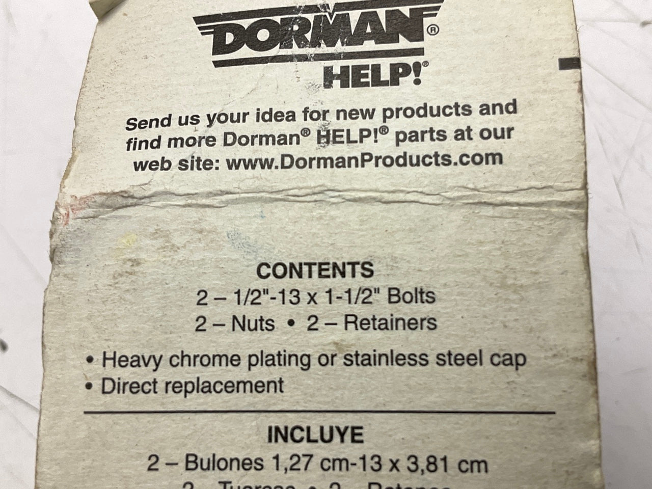 Dorman 45370 Bumper Bolt Kit - 1/2''-13 X 1-1/2''