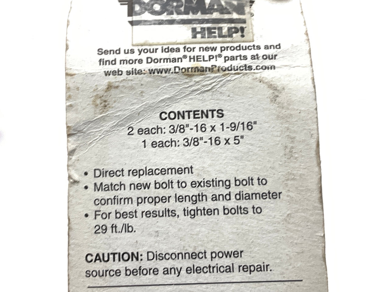 Dorman 45639 Universal Starter Bolt Kit - (2) 3/8-16 X 1-9/16'' & (1) 3/8-16 X 5''