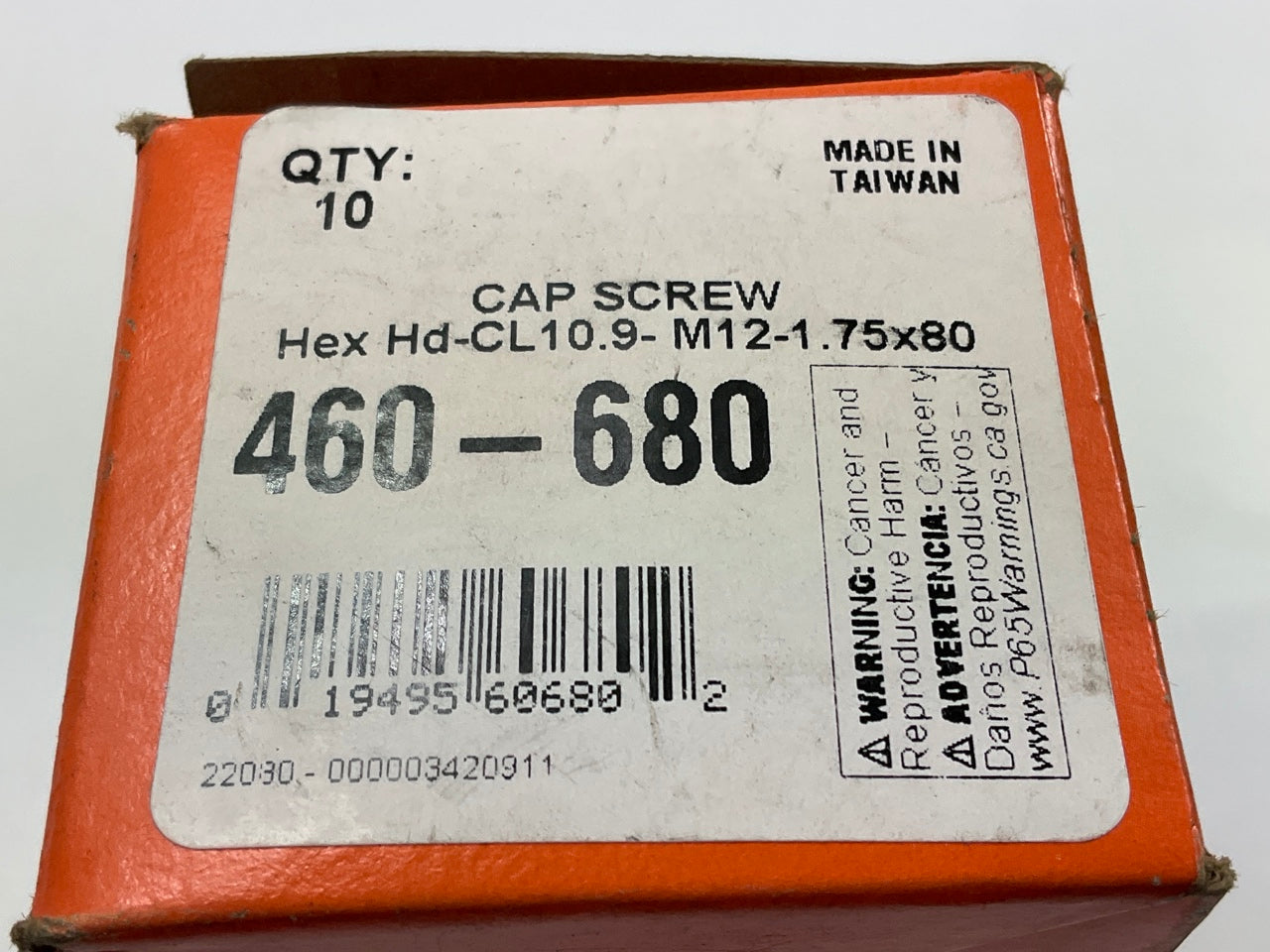 (10) Dorman 460-680 Hex Head Metric M12 Bolts Class 10.9 M12-1.75x80mm Coarse