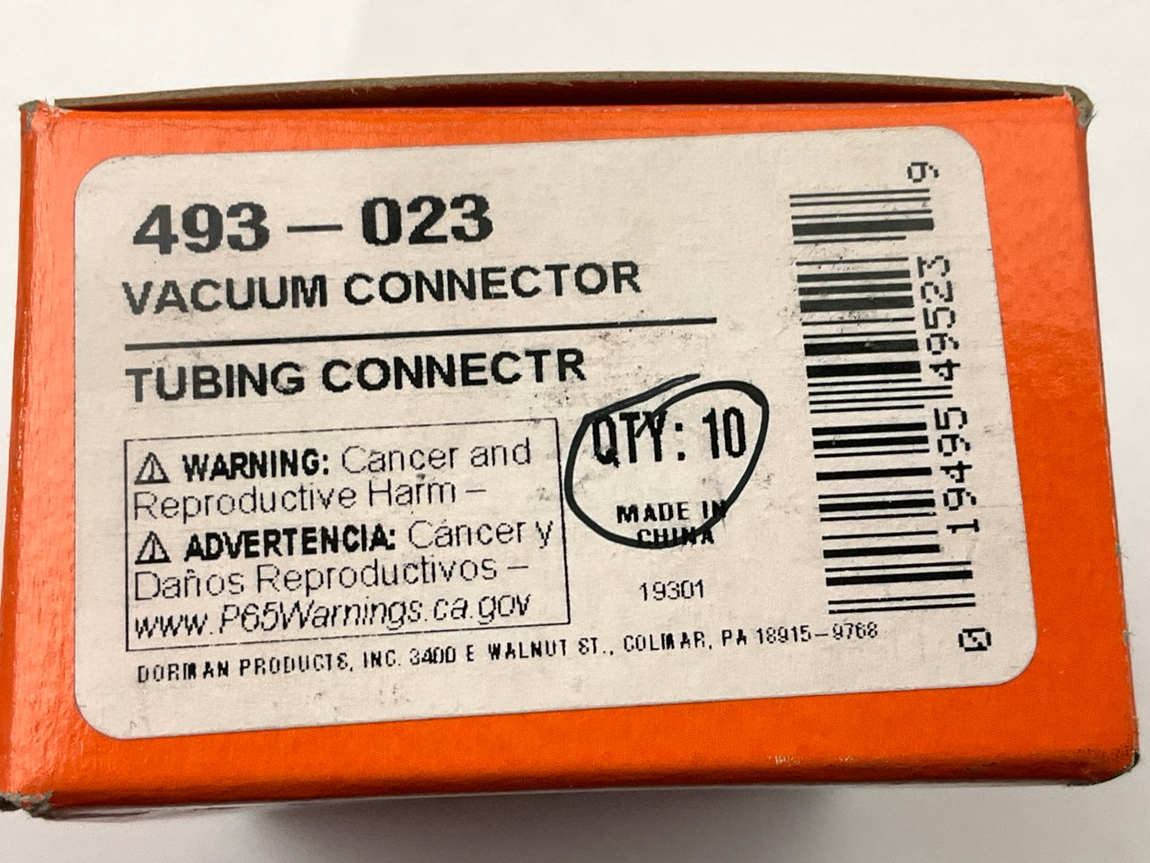 (10) Dorman 493-023 1/4 X 1/4 X 1/4 Hard Vacuum Tube Tubing Y Wye Connectors