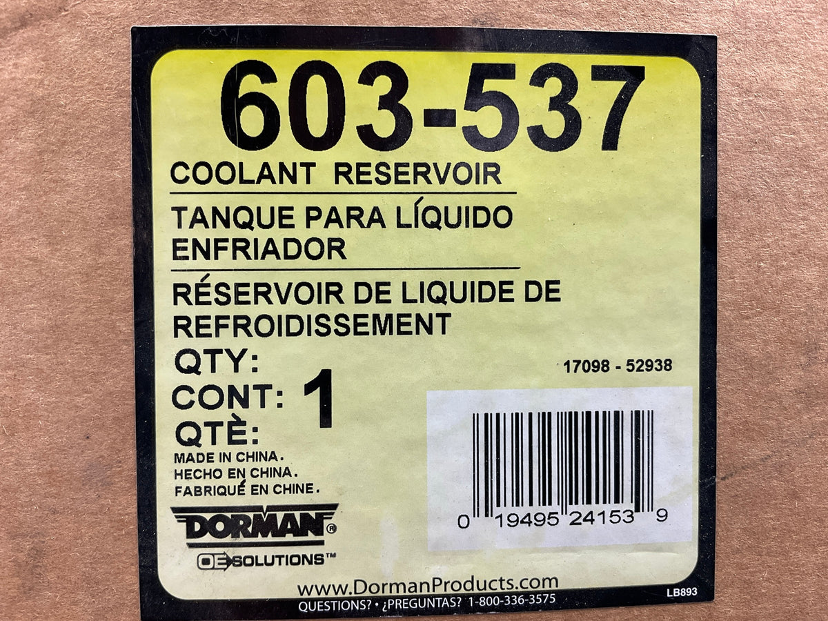 MISSING CAP Dorman 603-537 Front Engine Coolant Tank Reservoir