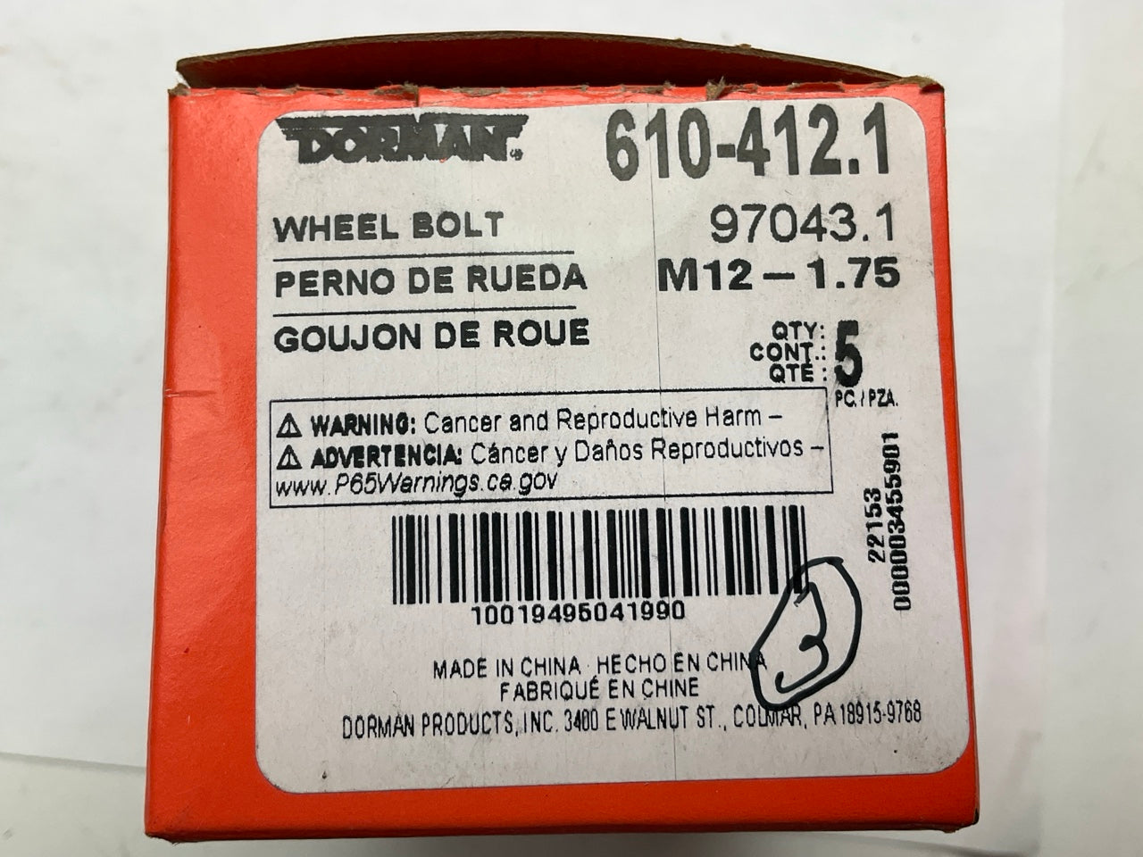 Dorman 610-412 Wheel Lug Bolt