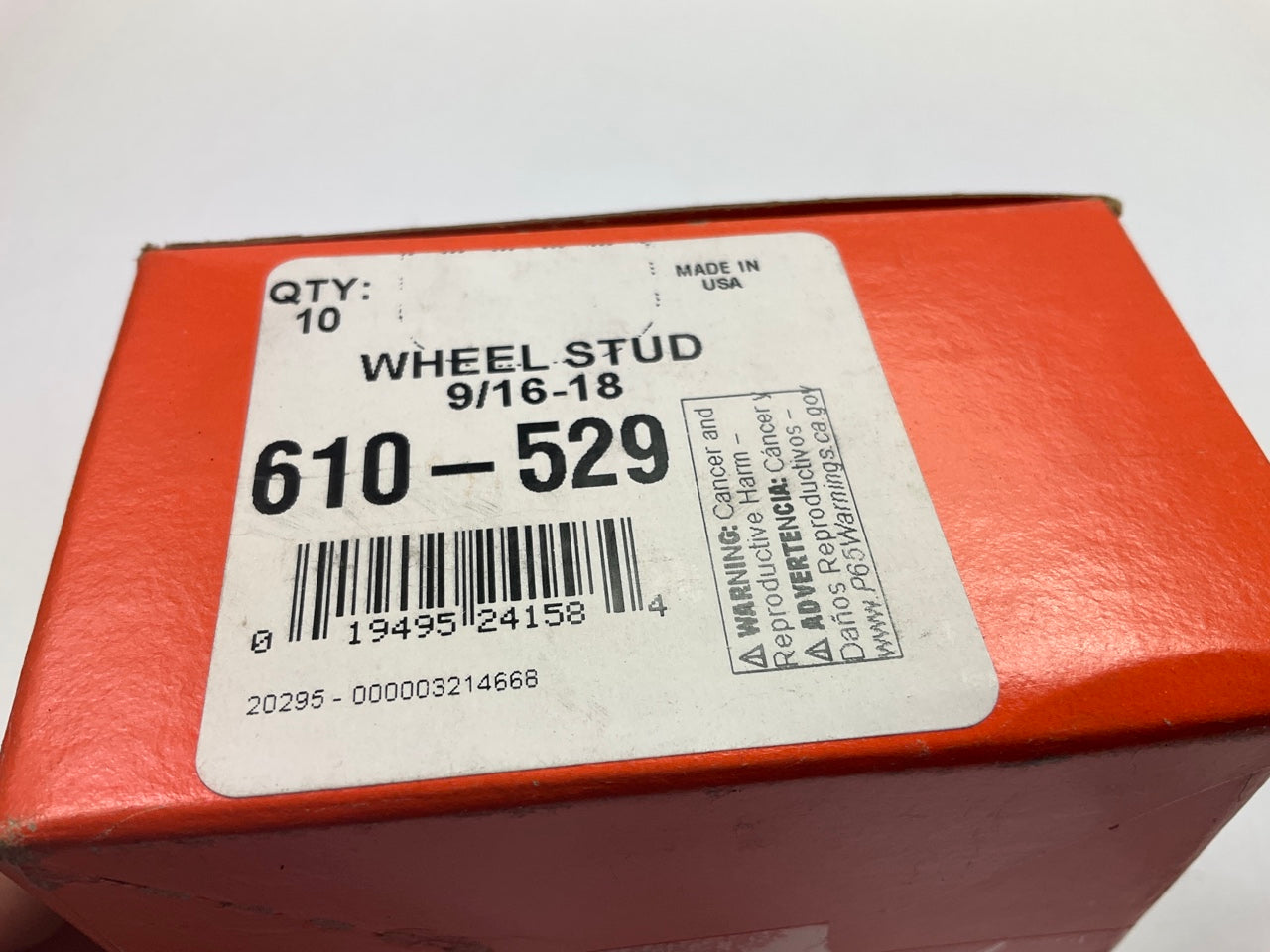 (10) Dorman 610-529 - 9/16-18 Wheel Lug Stud - 0.645 In. Knurl, 2-3/8 In. Length