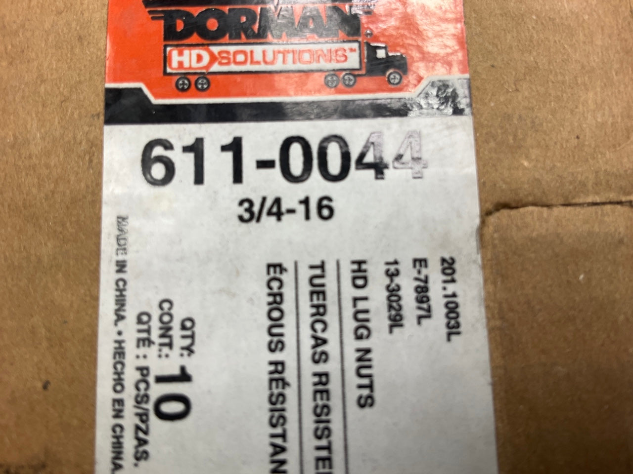 (3) Dorman 611-0044 3/4''-16 Wheel Lug Nut, Standard 13/16'' Square Hex 3.06 In