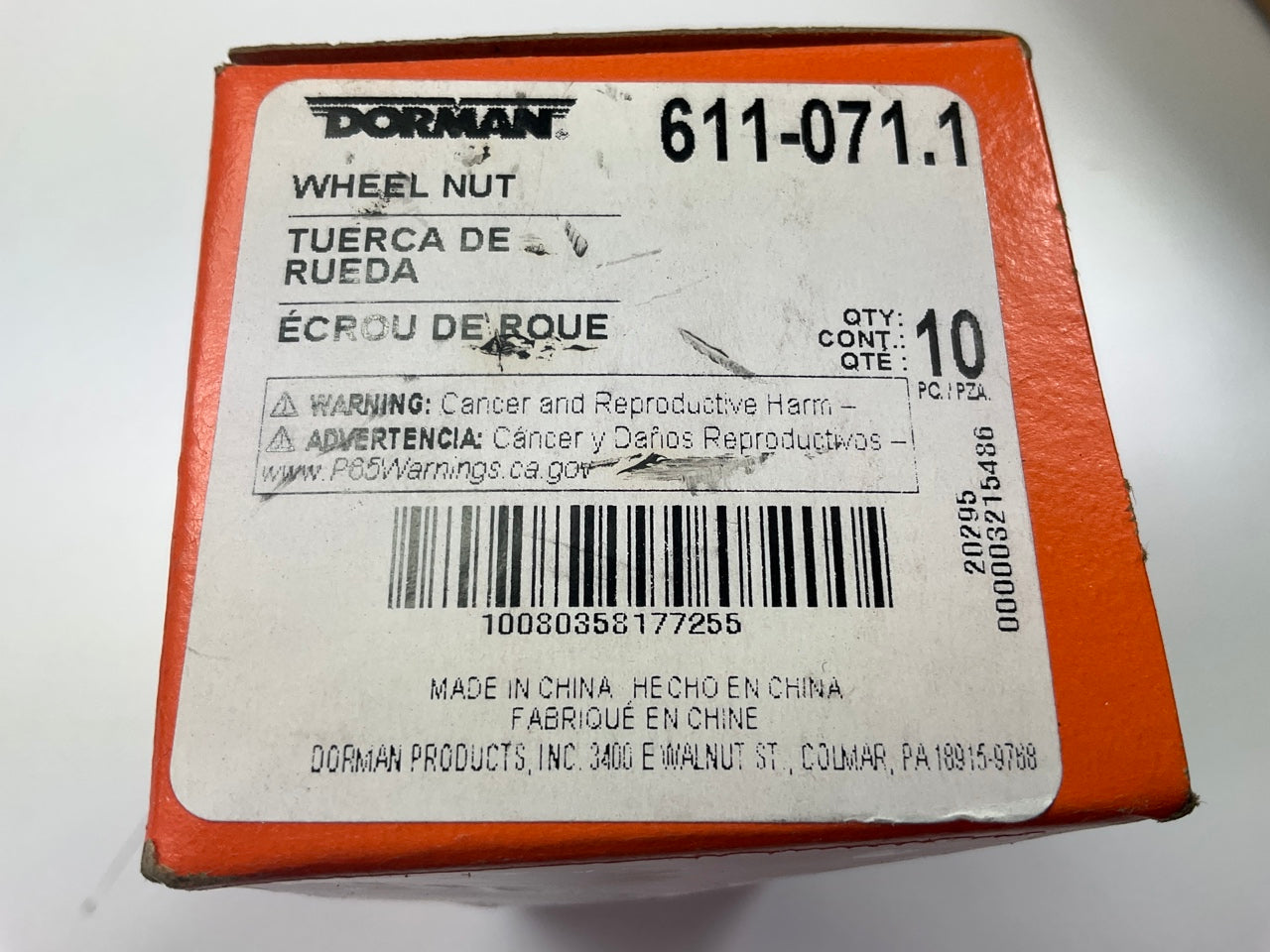 (10) Dorman 611-071 Wheel Lug Nuts - 13/16 In. Hex, 1-15/32 In. Length
