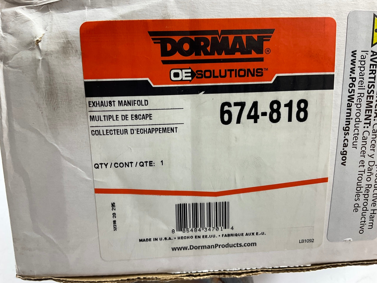 Dorman 674-818 Right Direct Fit EPA Compliant Catalytic Converter & Manifold