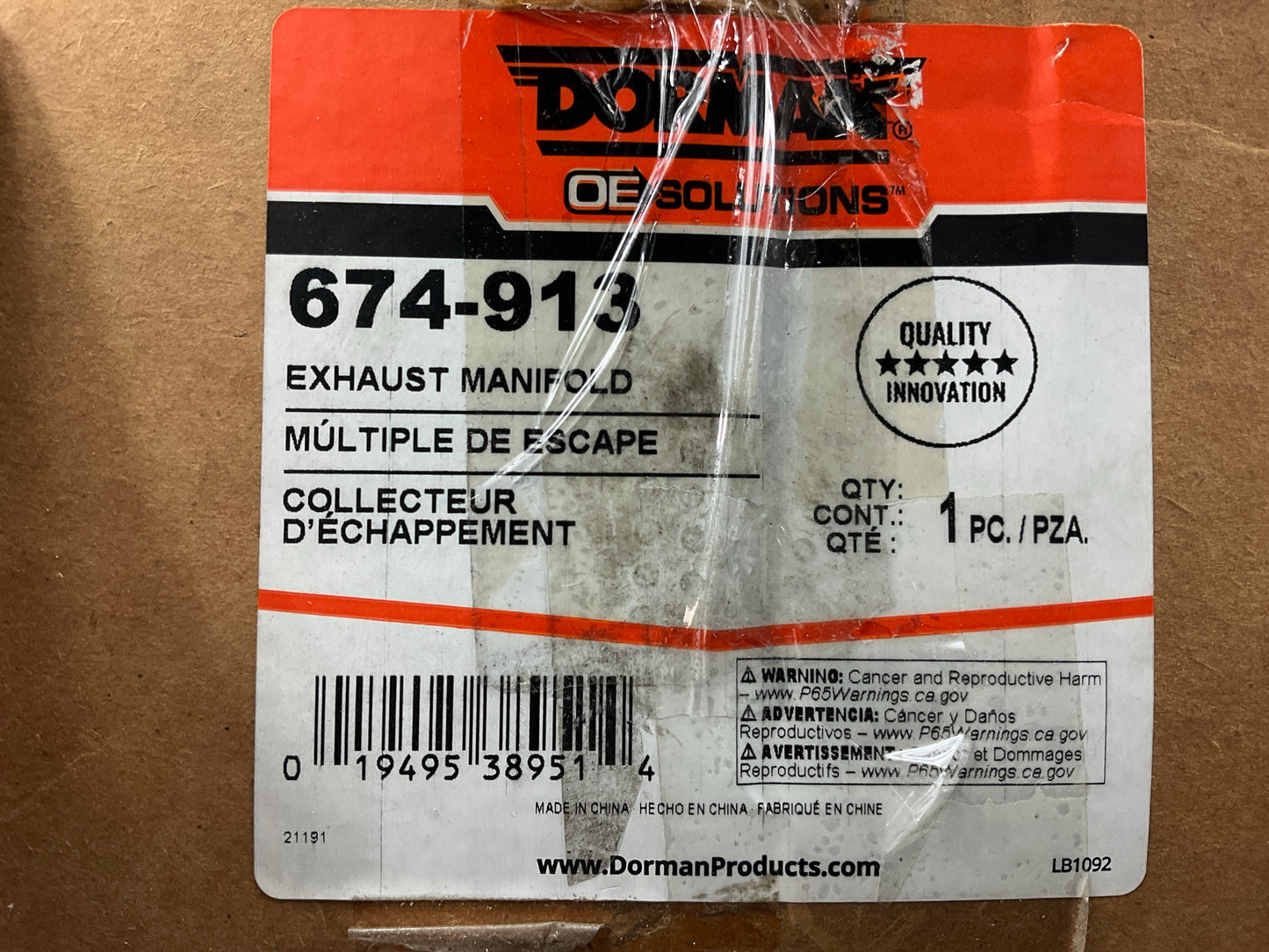 Dorman 674-913 Right Exhaust Manifold 53030808AD, 101600, 663408